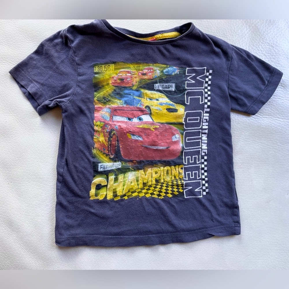 5/$20💥6 Lightning McQueen Disney Cars Short Sleeve T-Shirt, Champions Theme